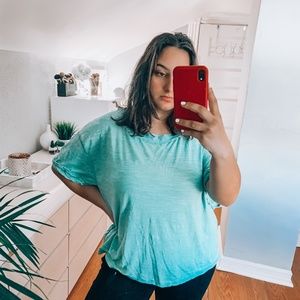 Free People Blue Viola Open Back Short Sleeve Tee